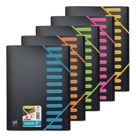 Trieur extensible Oxford for student a4 12positions polypro opaque assorti