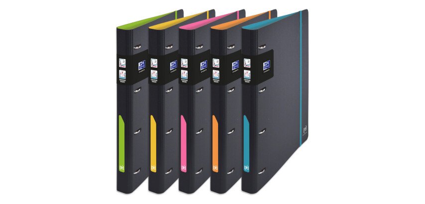 Classeur Oxford for student A4 Dos30 rond 4anneaux  polypro opaque assorti