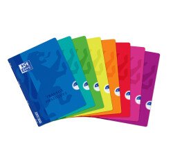 Cahier Oxford de travaux pratiques OpenFlex A4 grands carreaux Seyès/uni blanc 80 pages agrafées couverture polypro coloris assortis