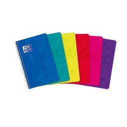 Carnet Oxford color life 11x17cm petits carreaux 5mm 180 pages reliure spirale couverture carte coloris assortis