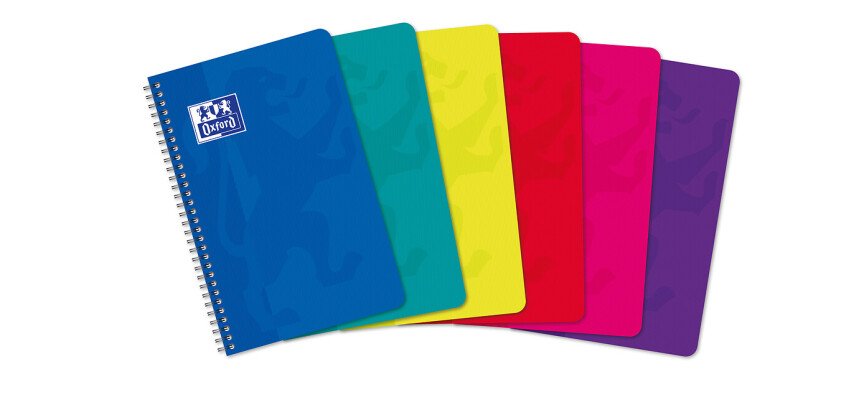 Carnet Oxford Color Life 11x17cm petits carreaux 5mm 180 pages reliure spirale couverture carte coloris assortis