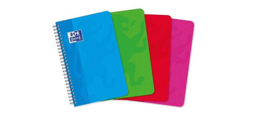 Carnet Oxford Color Life 9x14cm petits carreaux 5mm 100 pages reliure spirale couverture carte coloris assortis