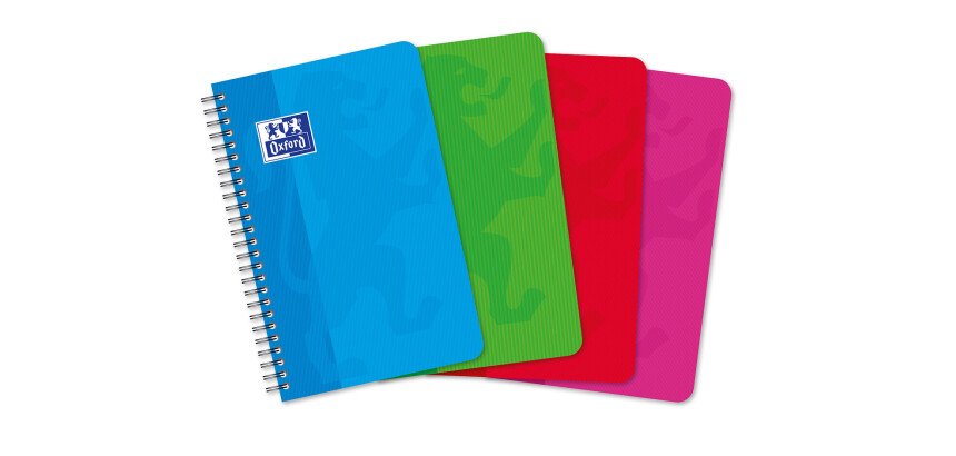 Carnet Oxford color life 9x14cm petits carreaux 5mm 100 pages reliure spirale couverture carte coloris assortis