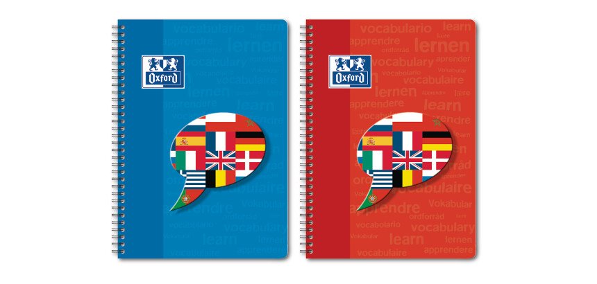 Cahier vocabulaire Oxford color life a5 réglure spécial vocabulaire 96 pages reliure spirale couverture carte coloris assortis