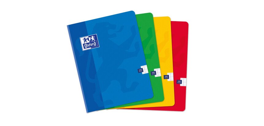 Carnet Oxford Color Life 17x22cm grands carreaux Seyès 192 pages brochées couverture carte coloris assortis