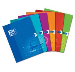 Cahier Oxford Infinium 24x32cm grands carreaux Seyès 96 pages agrafées couverture synthétique coloris assortis