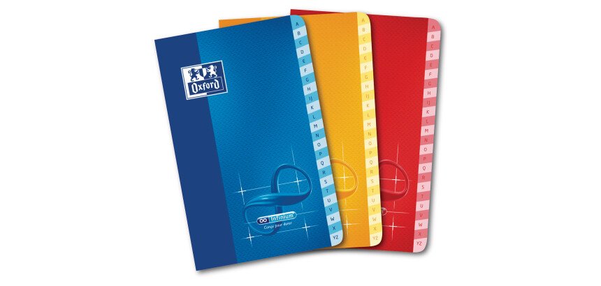 Répertoire Oxford Infinium 9x14cm petits carreaux 5mm 96 pages agrafées couverture synthétique coloris assortis