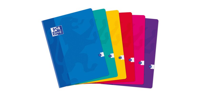 Cahier Oxford Color Life 24x32cm grands carreaux Seyès 192 pages brochées couverture carte coloris assortis