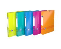 Boîte Oxford capacité standard color life 24x32cm dos 40mm avec élastique couverture carte pelliculée coloris assortis