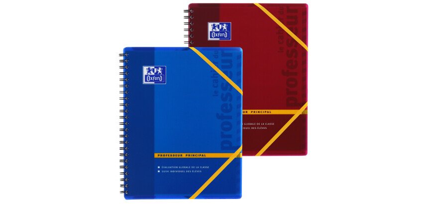 Cahier Oxford enseignants professeur principal A4+ réglure spécifique 156 pages reliure spirale coloris assortis