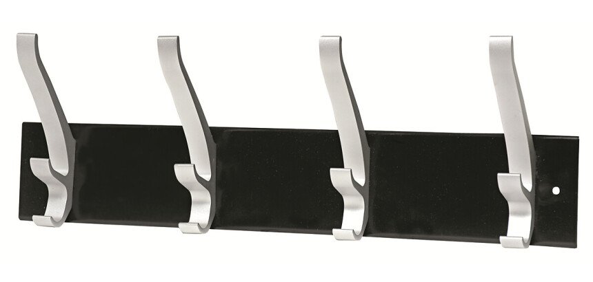 Patère quadruple Unilux gris métal/noir