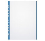 Sachet de 10 Pochettes perforées Oxford à bande et bords colorés A4 polypro lisse épaisseur 9/100ème