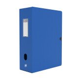 Boîte Oxford grande capacité memphis 24x32cm dos 100mm avec bouton pression couverture polypro bleu