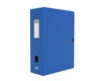 Boîte Oxford grande capacité memphis 24x32cm dos 100mm avec bouton pression couverture polypro bleu