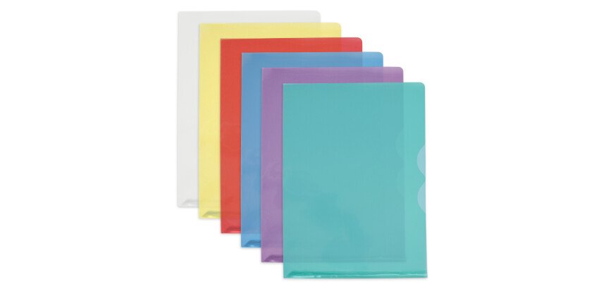 Boîte de 50 Pochettes-coin Oxford Fard'Or A4 PVC lisse épaisseur 14/100ème coloris assortis