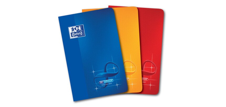 Carnet Oxford infinium 9x14cm petits carreaux 5mm 96 pages agrafées couverture synthétique coloris assortis