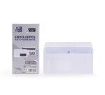 Lot 50 enveloppes Oxford 110x220 auto adhesive fenetre - blanc