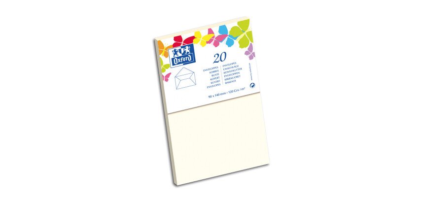 Lot de 20 enveloppes Oxford 90x140   gommee patte pointue de visite beige