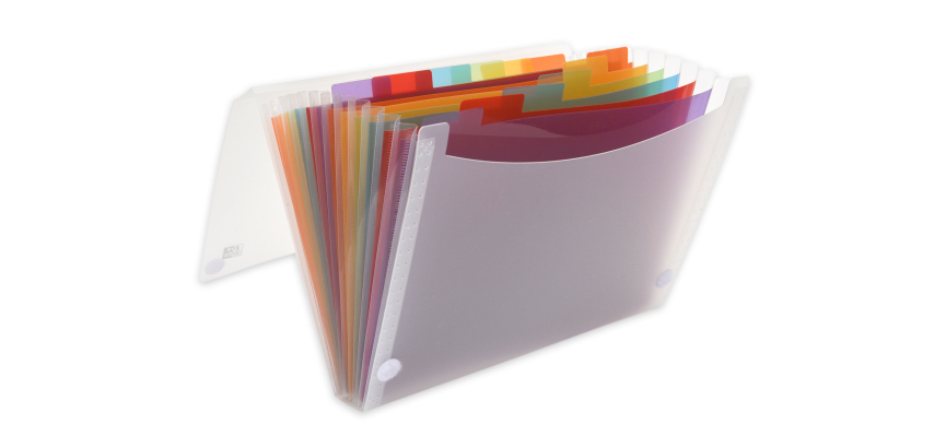 Trieur extensible Oxford tahiti A4 12positions polypro translucide 8/10ème incolore