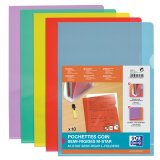 Sachet de 10 pochettes-coin Oxford m star a4 pvc lisse épaisseur 15/100ème coloris assortis