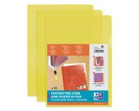 Sachet de 10 pochettes-coin Oxford m star a4 pvc lisse épaisseur 15/100ème jaune