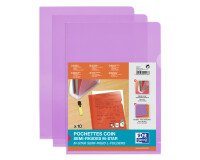 Sachet de 10 pochettes-coin Oxford m star a4 pvc lisse épaisseur 15/100ème violet