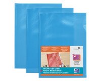 Sachet de 10 pochettes-coin Oxford haute résistance a4 pvc lisse épaisseur 15/100ème bleu