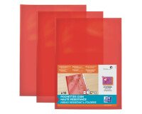 Sachet de 10 pochettes-coin Oxford haute résistance a4 pvc lisse épaisseur 15/100ème rouge