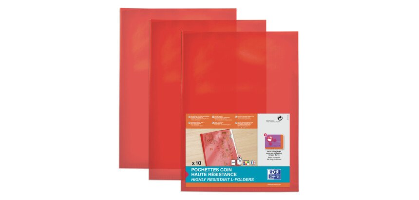 Sachet de 10 Pochettes-coin Oxford haute résistance A4 PVC lisse épaisseur 15/100ème