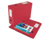 Boîte Oxford grande capacité memphis à plat 24x32cm dos 100mm avec bouton pression couverture polypro rouge