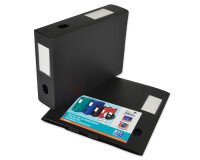 Boîte Oxford grande capacité memphis à plat 24x32cm dos 80mm avec bouton pression couverture polypro noir