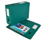 Boîte Oxford grande capacité memphis à plat 24x32cm dos 100mm avec bouton pression couverture polypro vert