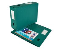 Boîte Oxford grande capacité memphis à plat 24x32cm dos 100mm avec bouton pression couverture polypro vert