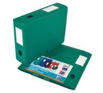 Boîte Oxford grande capacité memphis à plat 24x32cm dos 80mm avec bouton pression couverture polypro vert