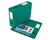 Boîte Oxford grande capacité memphis à plat 24x32cm dos 80mm avec bouton pression couverture polypro vert
