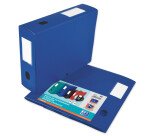 Boîte Oxford grande capacité memphis à plat 24x32cm dos 80mm avec bouton pression couverture polypro bleu