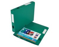 Boîte Oxford capacité standard memphis à plat 24x32cm dos 40mm avec bouton pression couverture polypro vert