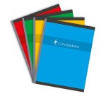 Cahier Conquérant 17x22cm grands carreaux Seyès 288 pages brochées couverture carte coloris assortis