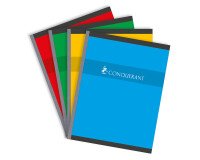 Cahier Conquérant 17x22cm grands carreaux Seyès 288 pages brochées couverture carte coloris assortis