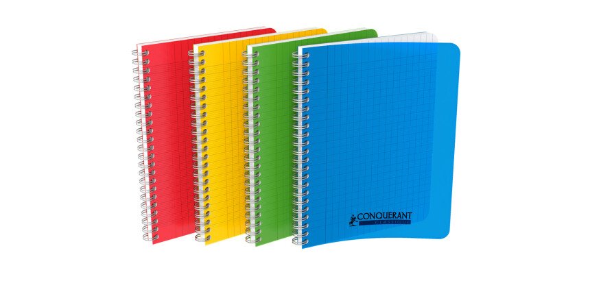 Cahier spirale Conquérant classique 17 x 22 cm grands carreaux 100 pages