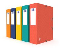 Boîte Oxford grande capacité boston 24x32cm dos 80mm avec élastique couverture carte coloris assortis
