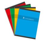 Cahier Conquerant 24x32cm petits carreaux 5mm 192 pages brochées couverture carte coloris assortis