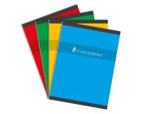 Cahier Conquerant 24x32cm petits carreaux 5mm 192 pages brochées couverture carte coloris assortis