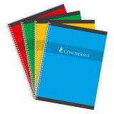 Cahier Conquerant 24x32cm grands carreaux seyès 100 pages reliure spirale couverture carte coloris assortis