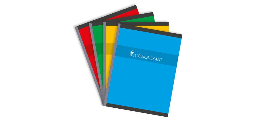 Schrift Conquérant 17 x 22 cm grote ruiten seyès 192 genaaide pagina's kaartomslag assortiment