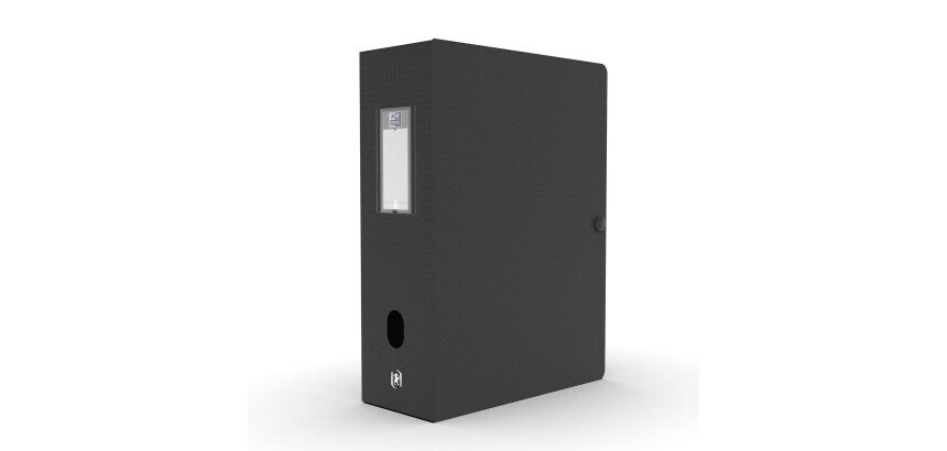 Boîte Oxford grande capacité memphis 24x32cm dos 100mm avec bouton pression couverture polypro noir