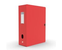 Boîte Oxford grande capacité memphis 24x32cm dos 100mm avec bouton pression couverture polypro rouge