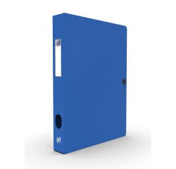 Boîte Oxford capacité standard memphis 24x32cm dos 40mm avec bouton pression couverture polypro bleu