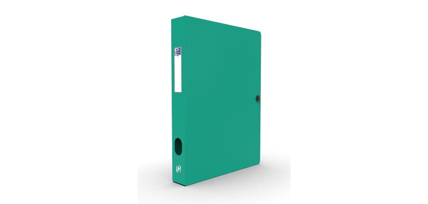 Boîte Oxford capacité standard memphis 24x32cm dos 40mm avec bouton pression couverture polypro vert