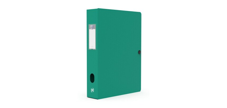 Boîte Oxford grande capacité memphis 24x32cm dos 60mm avec bouton pression couverture polypro vert